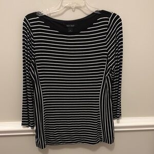 White House Black Market Black and White Striped Top